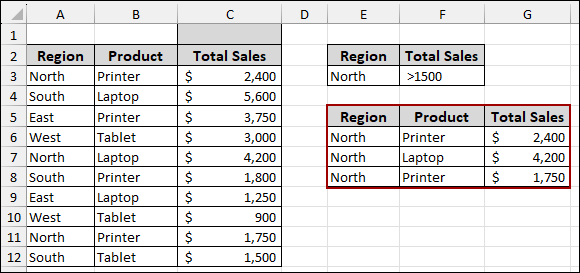 Advanced Filter Not Working Because of Merged Cells
