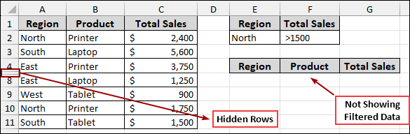 Filtering Blocked Due to Hidden Rows