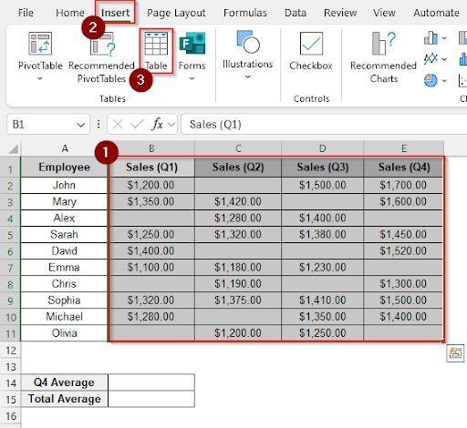Using Table Totals