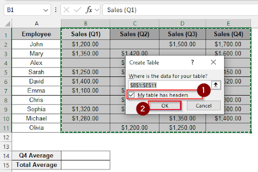 Using Table Totals