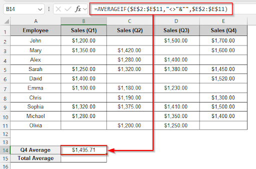 Using the AVERAGEIF Function