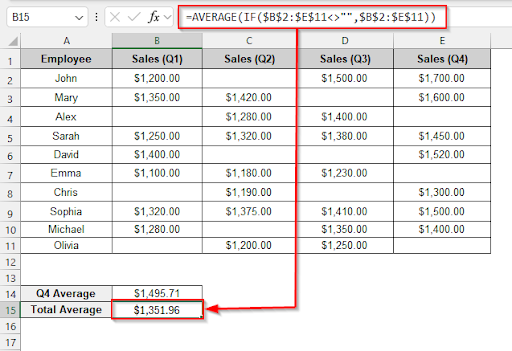 Combining the AVERAGE Function with the IF Function