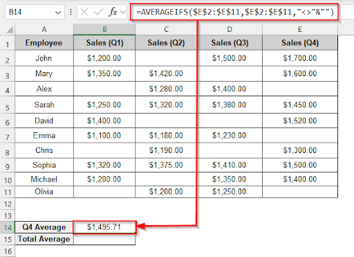 Using the AVERAGEIFS Function