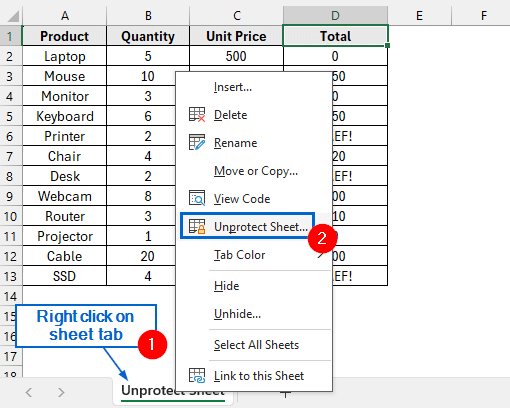 Unprotect Sheet to Break Links