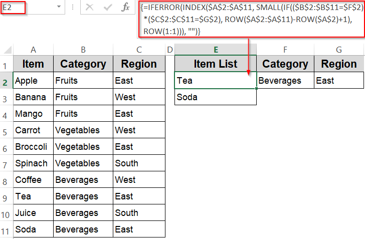 Create a Filtered List Based on Multiple Criteria