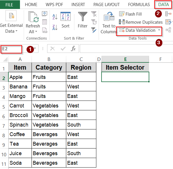 Creating a Drop-Down List from a Range
