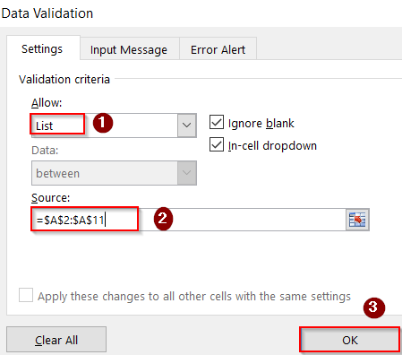 Creating a Drop-Down List from a Range