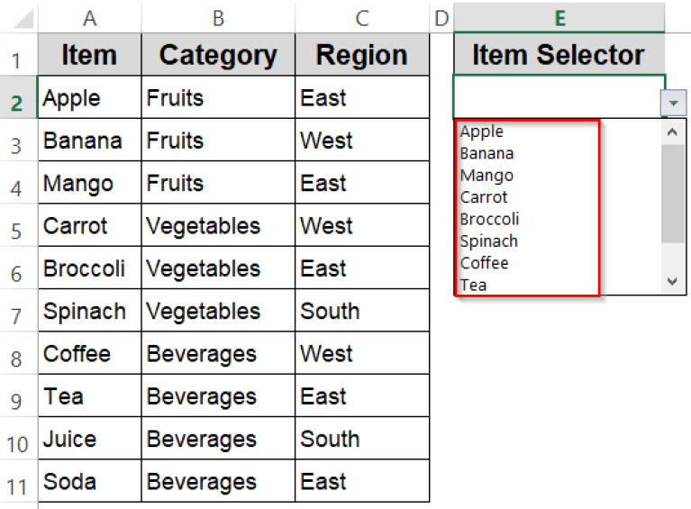 Range List Example How to Create a Drop-Down List from a Range in Excel - Excel Insider