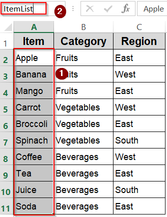 Define a Named Range to Simplify List Management
