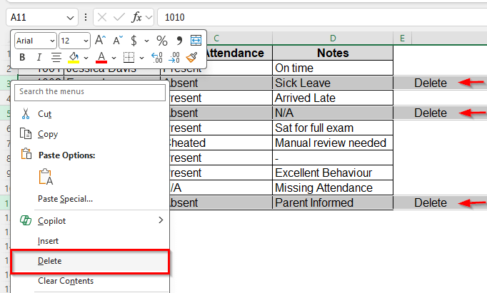 Add a Helper Column and Find Rows to Delete