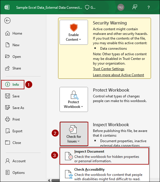 Use Inspect Document Command