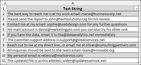 Using Excel Tools to Extract Email from Text 