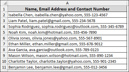 Using Excel Tools to Extract Email from Text