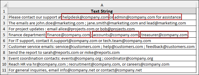 Extracting Multiple Emails from a Single Text String