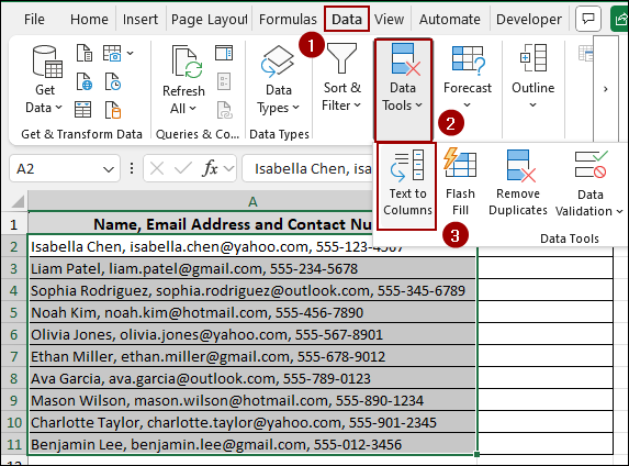 Text to Columns Feature
