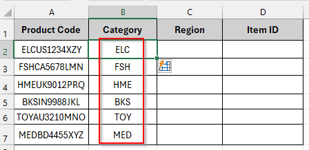 Using Flash Fill to Split Text by Pattern