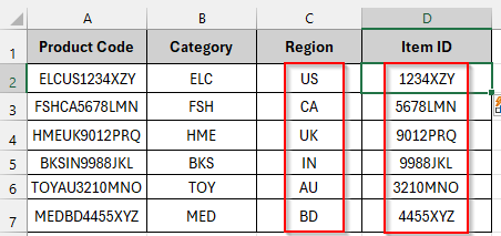 Using Flash Fill to Split Text by Pattern