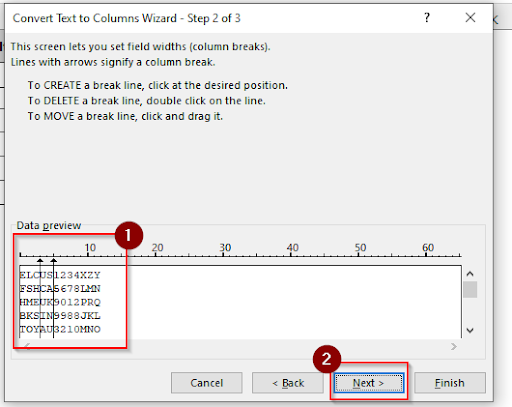 Using the Text to Columns Option