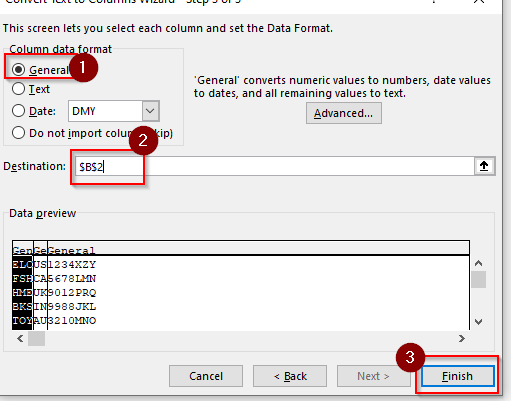 Using the Text to Columns Option