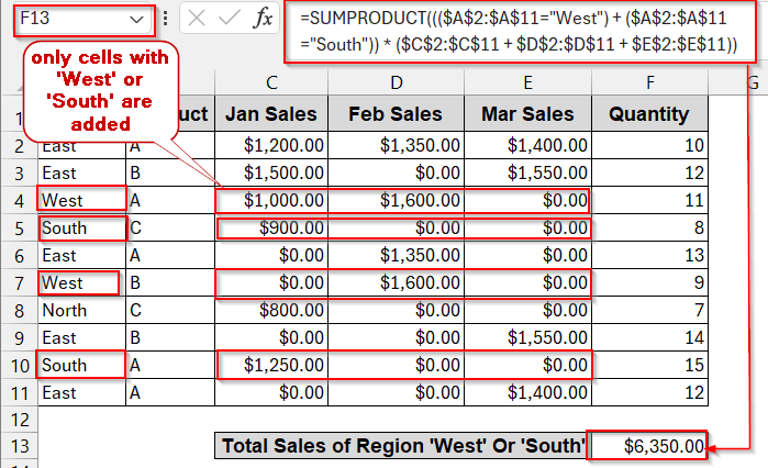 Apply OR Logic in SUMPRODUCT for Multiple Columns in Excel