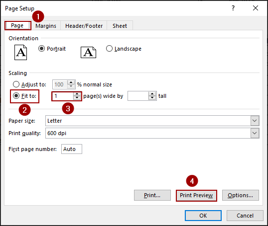 Correcting Page Size Mismatch Using the Page Setup Feature
