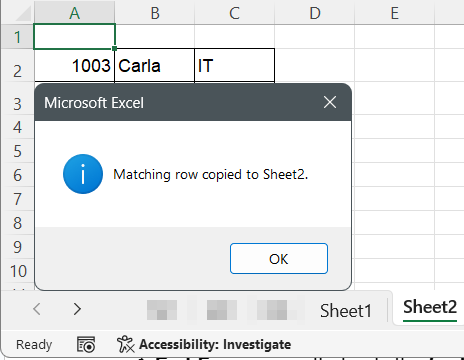 Search a Column and Return the Entire Matching Row