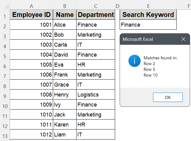 Search for All Matches in a Column Using a Loop