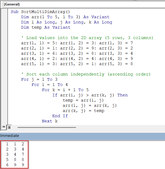 Loading and Sorting a Multidimensional Array by Each Column Using VBA