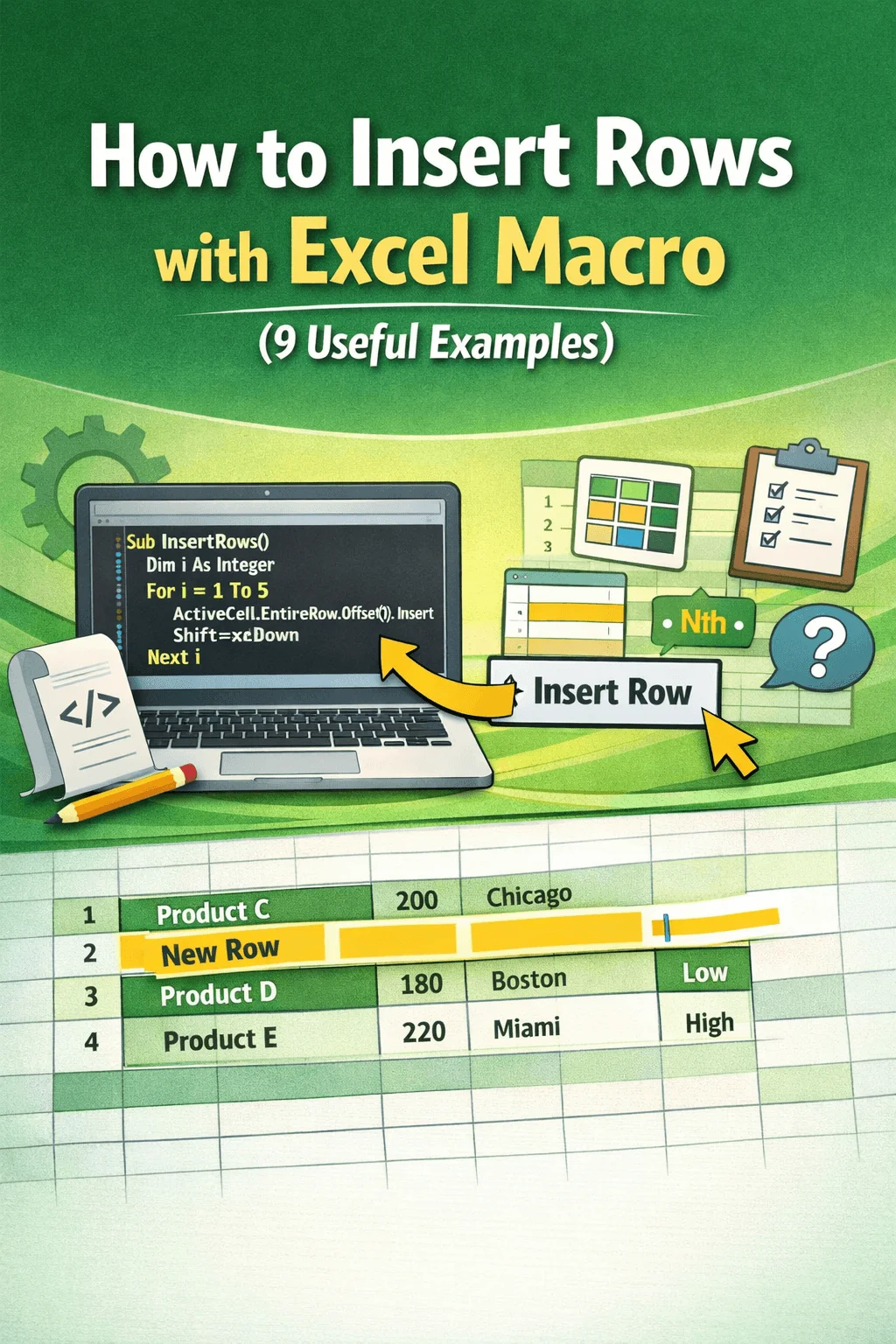 How to Insert Rows with Excel Macro (9 Useful Examples) - Excel Insider