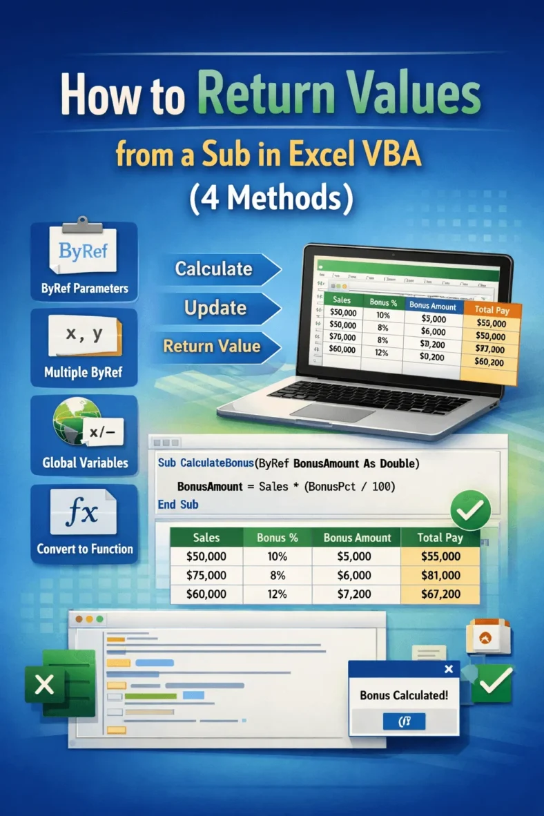 featured image - excel vba sub return value