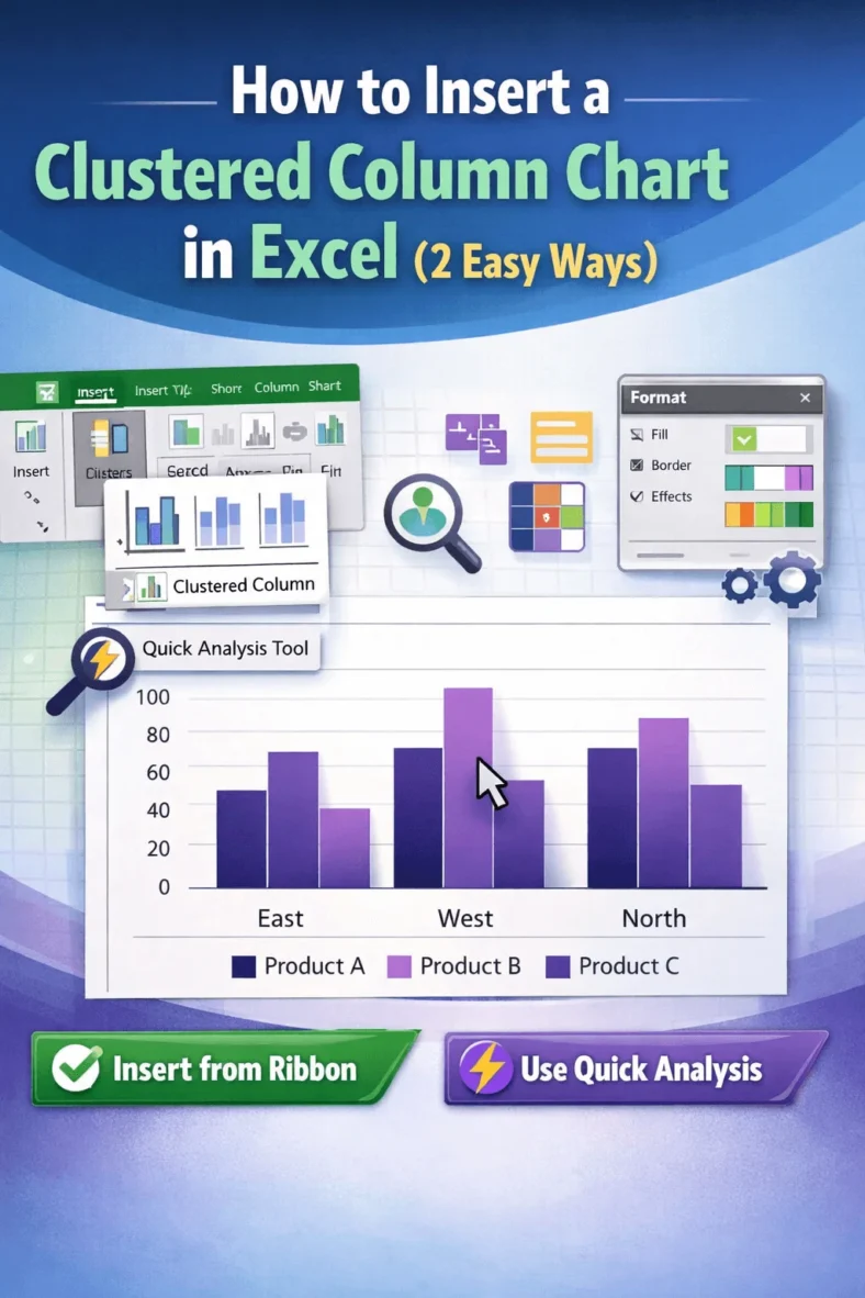 featured image - how to insert a clustered column chart in excel
