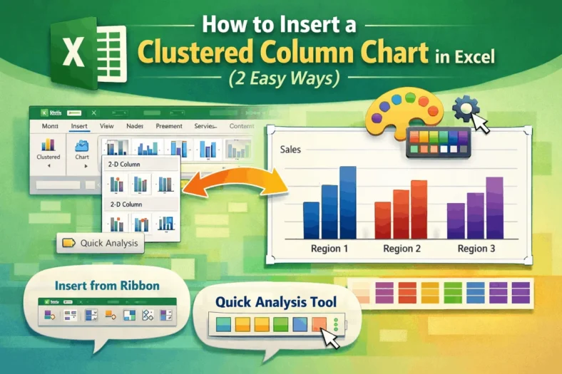 featured image - how to insert a clustered column chart in excel