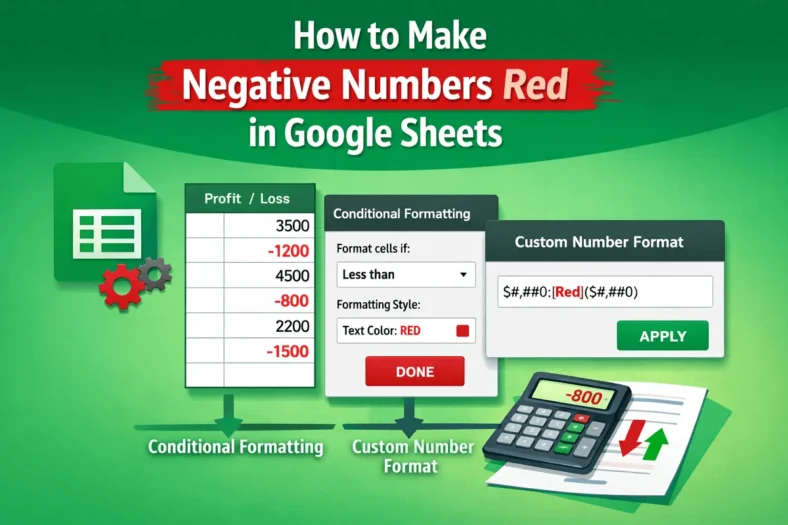 featured image - how to make negative numbers red in google sheets