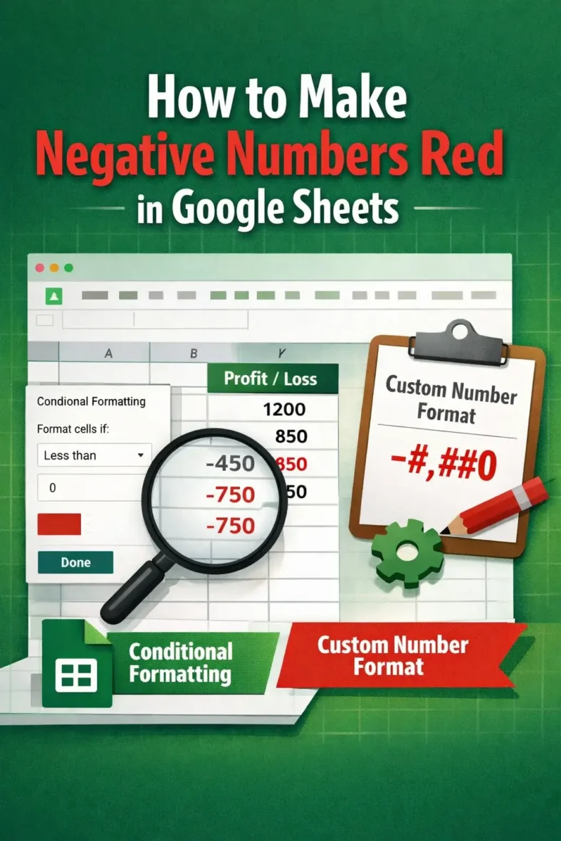 featured image - how to make negative numbers red in google sheets