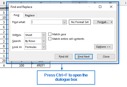 Find Broken Links Using the Find and Replace Tool