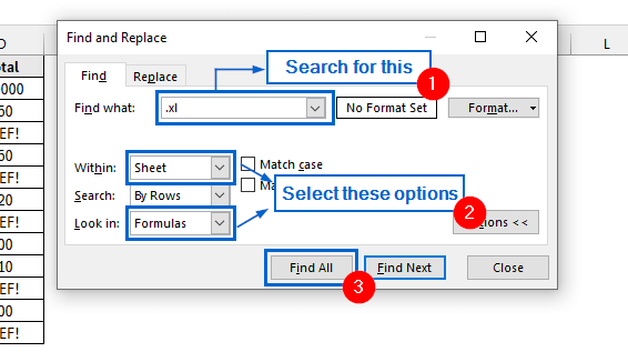 Find Broken Links Using the Find and Replace Tool