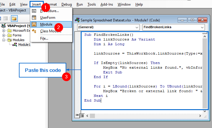Identify Broken Links Using the VBA Editor