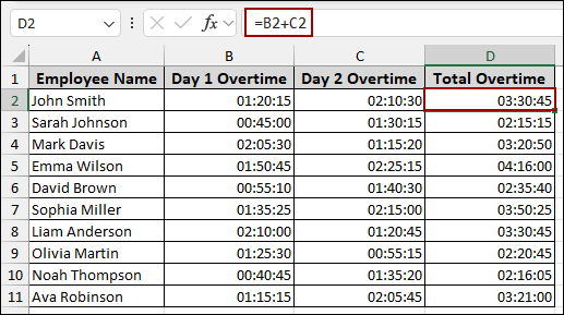 Using Plus Operator Between Times