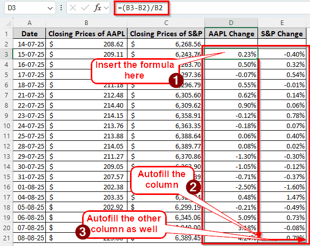 Calculating Beta in Excel