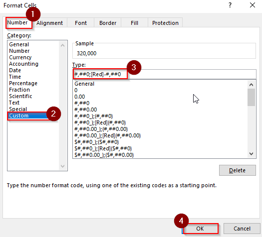 Format Negative Numbers with US Style Commas and Text Color