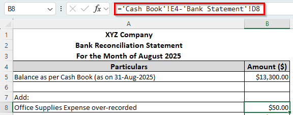 Steps to Do Bank Reconciliation in Excel