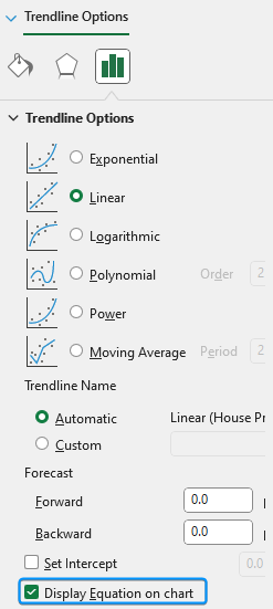 Display equation on the Chart