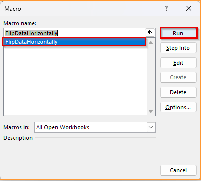 Flip Data Horizontally Using VBA Macro