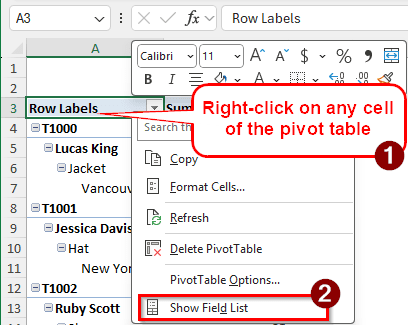 Getting the Pivot Table Menu Back in Excel Using Context Menu
