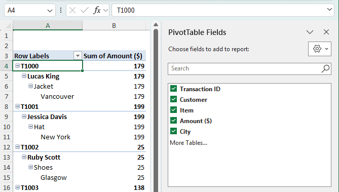 Making Use of Keyboard Shortcuts to Get the Pivot Table Menu Back