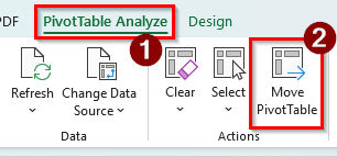 Using the Ribbon to Move the Pivot Table in Excel