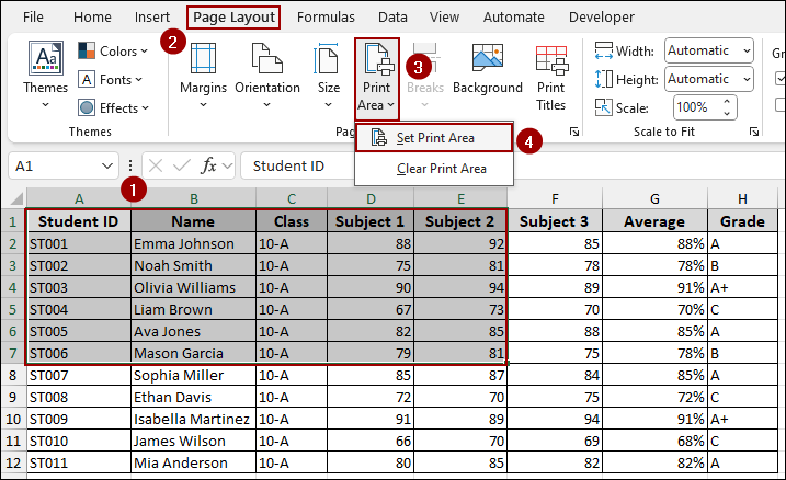 Using Page Break Preview to Show Print Area in Excel
