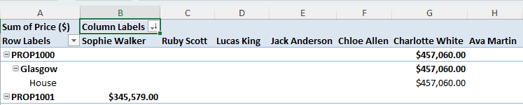 Using the Column Labels to Sort Columns