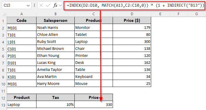 Using INDIRECT, INDEX, and MATCH for Extracting Data and Calculations