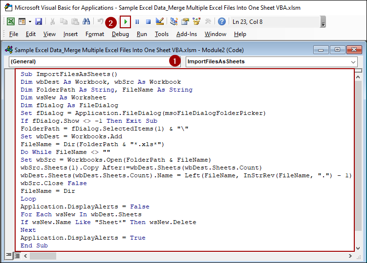 Importing Multiple Excel Files as Separate Sheets into a New Workbook